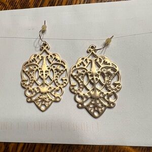 Premier Designs Darcy Earrings Filigree Scroll Gold Tone